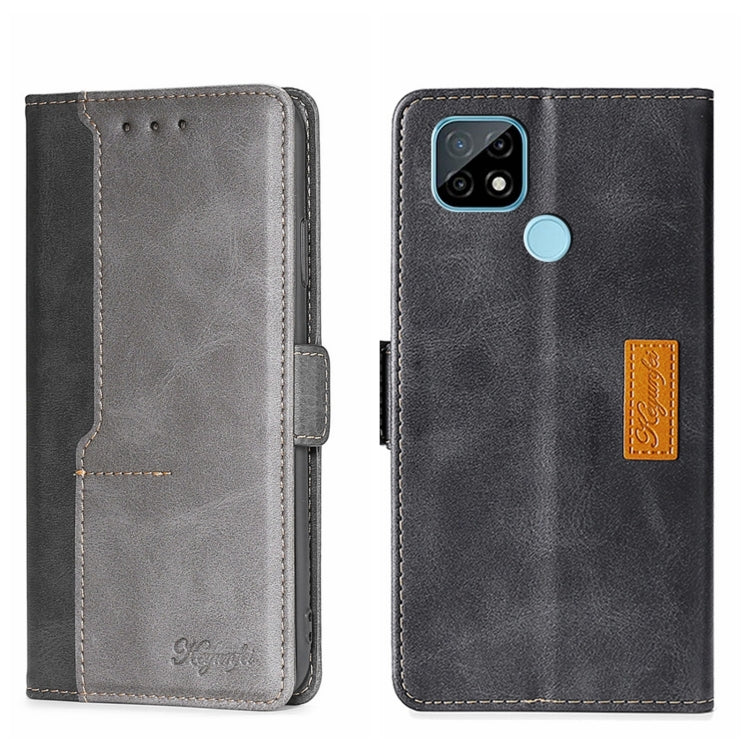 For OPPO Realme C21 Contrast Color Side Buckle Leather Phone Case