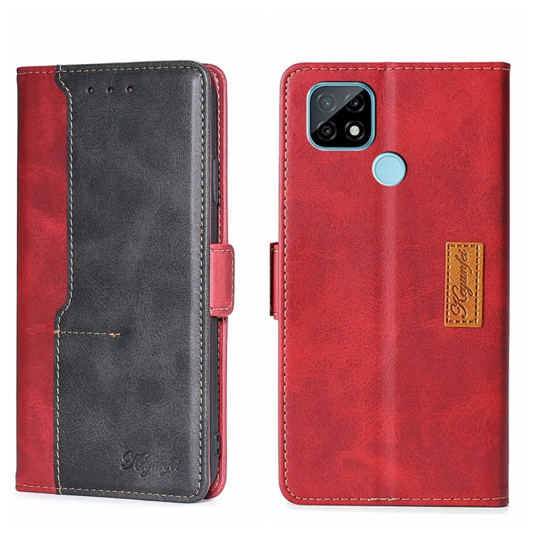 For OPPO Realme C21 Contrast Color Side Buckle Leather Phone Case