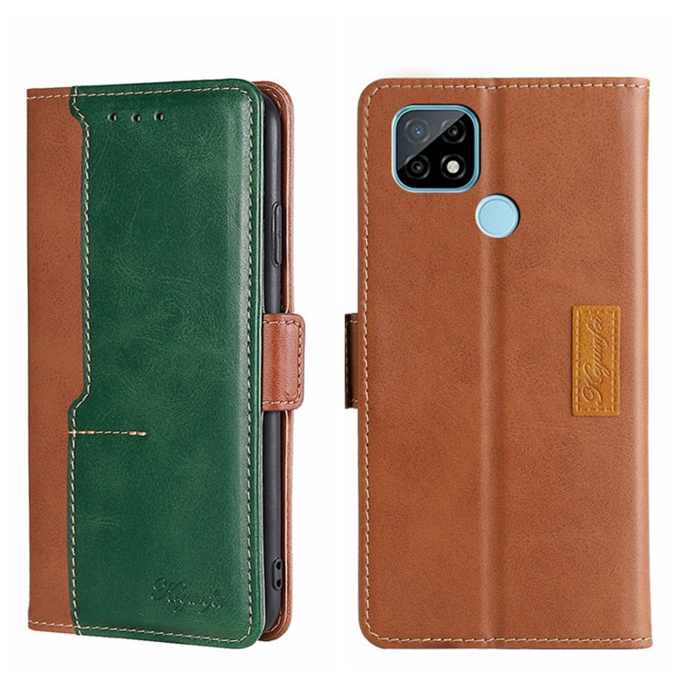 For OPPO Realme C21 Contrast Color Side Buckle Leather Phone Case