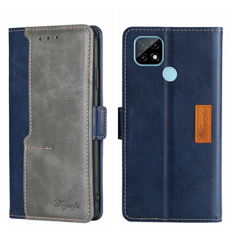 For OPPO Realme C21 Contrast Color Side Buckle Leather Phone Case