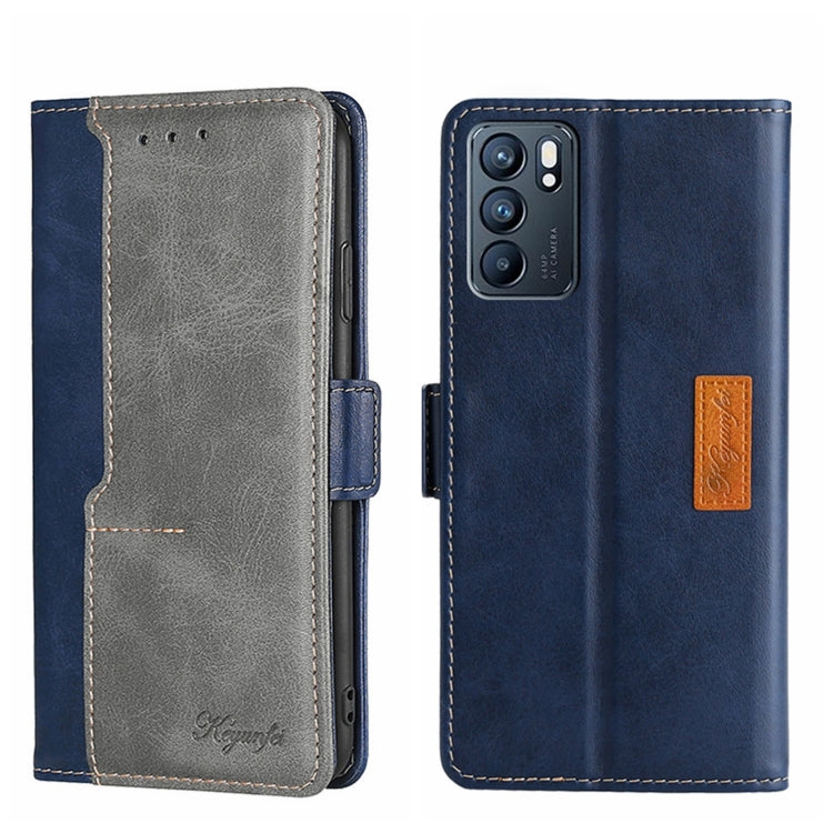 For OPPO Reno6 5G Contrast Color Side Buckle Leather Phone Case
