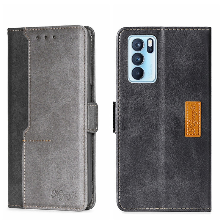 For OPPO Reno6 Pro 5G Contrast Color Side Buckle Leather Phone Case