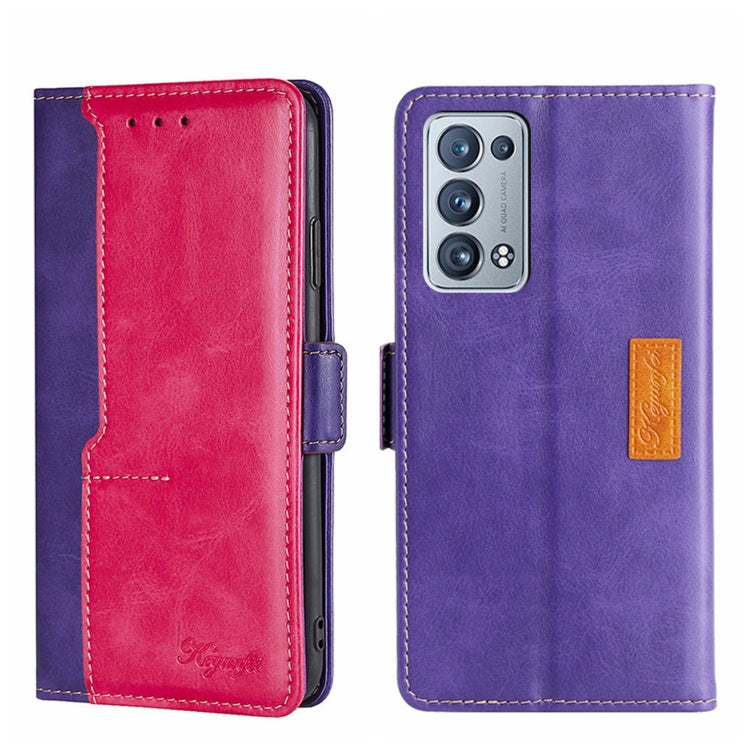 For OPPO Reno6 Pro+ 5G Contrast Color Side Buckle Leather Phone Case