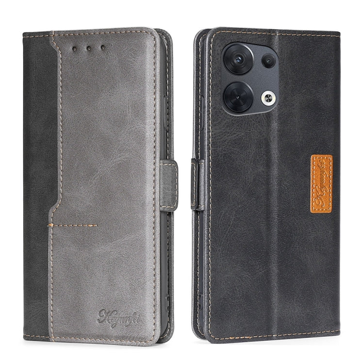 For OPPO Reno8 5G Contrast Color Side Buckle Leather Phone Case