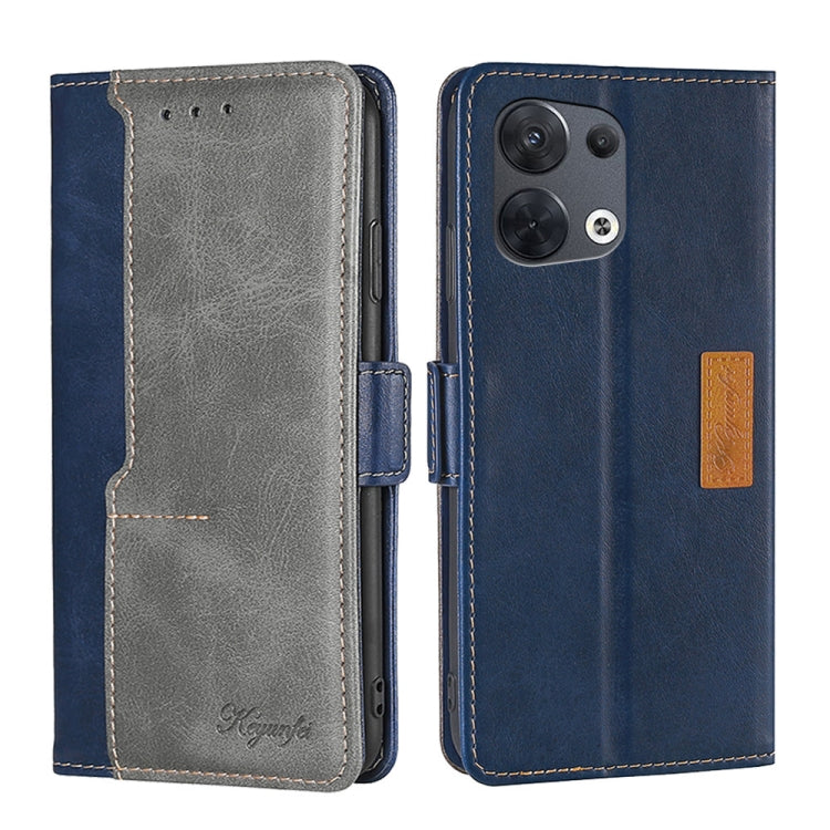 For OPPO Reno8 5G Contrast Color Side Buckle Leather Phone Case