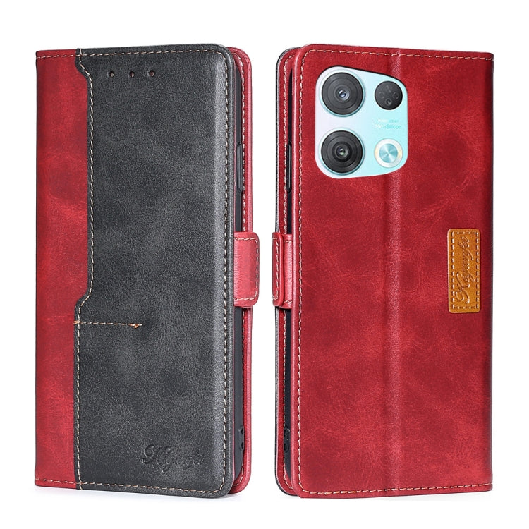 For OPPO Reno8 Pro 5G Contrast Color Side Buckle Leather Phone Case