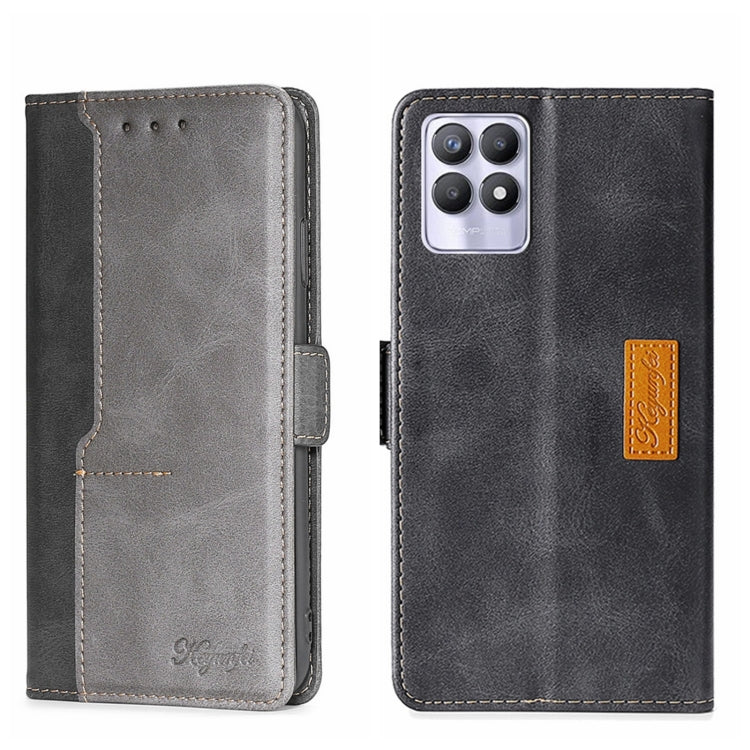 For OPPO Realme 8i Contrast Color Side Buckle Leather Phone Case