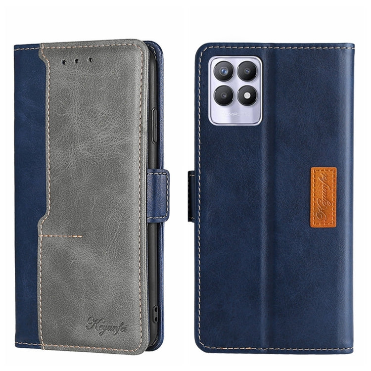 For OPPO Realme 8i Contrast Color Side Buckle Leather Phone Case