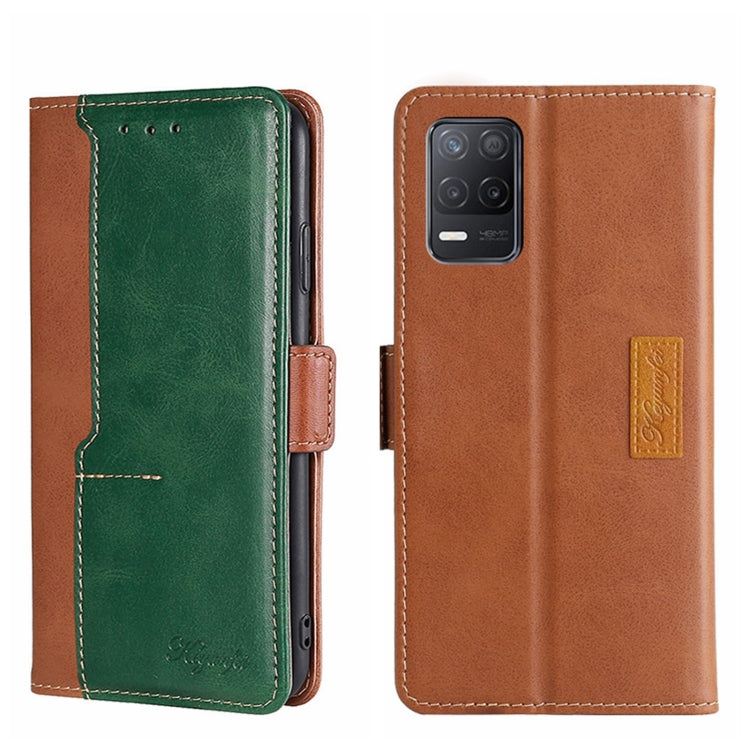 For OPPO Realme V13 5G Contrast Color Side Buckle Leather Phone Case