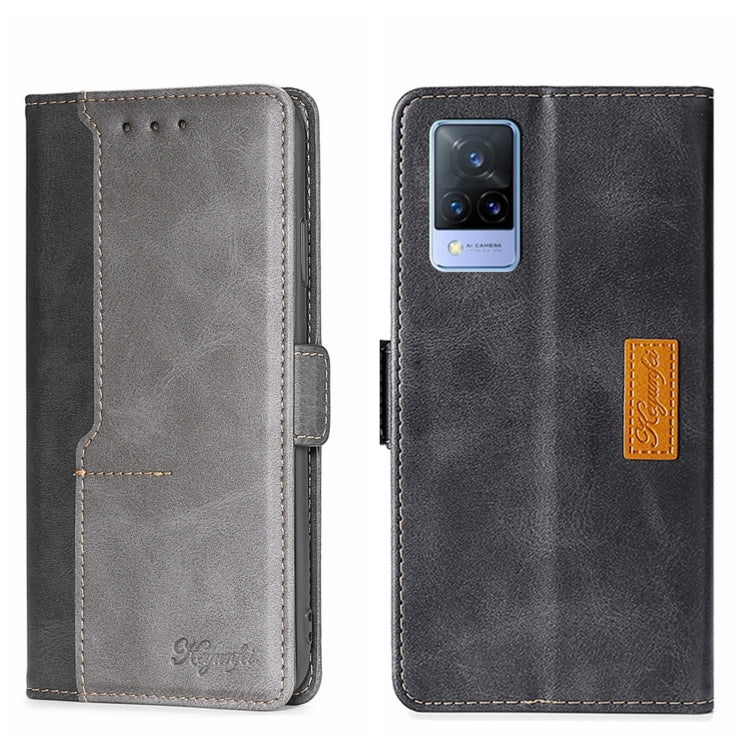 For vivo V21 4G/V21 5G Contrast Color Side Buckle Leather Phone Case