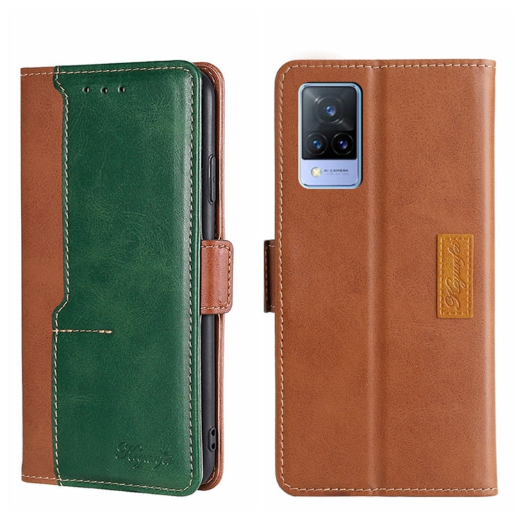 For vivo V21 4G/V21 5G Contrast Color Side Buckle Leather Phone Case