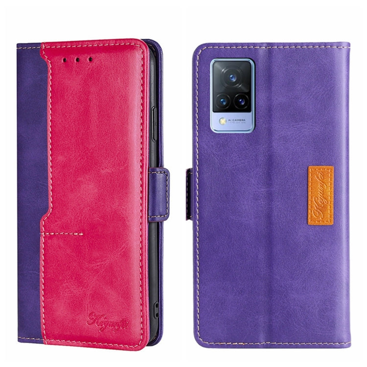 For vivo V21 4G/V21 5G Contrast Color Side Buckle Leather Phone Case