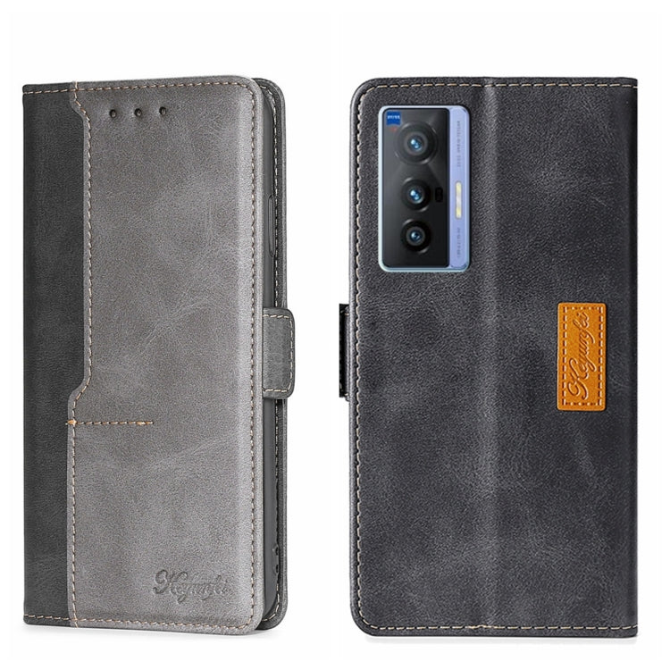 For vivo X70 Contrast Color Side Buckle Leather Phone Case