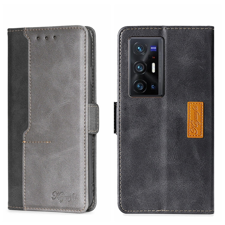 For vivo X70 Pro+ Contrast Color Side Buckle Leather Phone Case