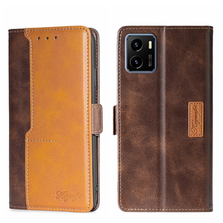 For vivo Y15S Global Contrast Color Side Buckle Leather Phone Case