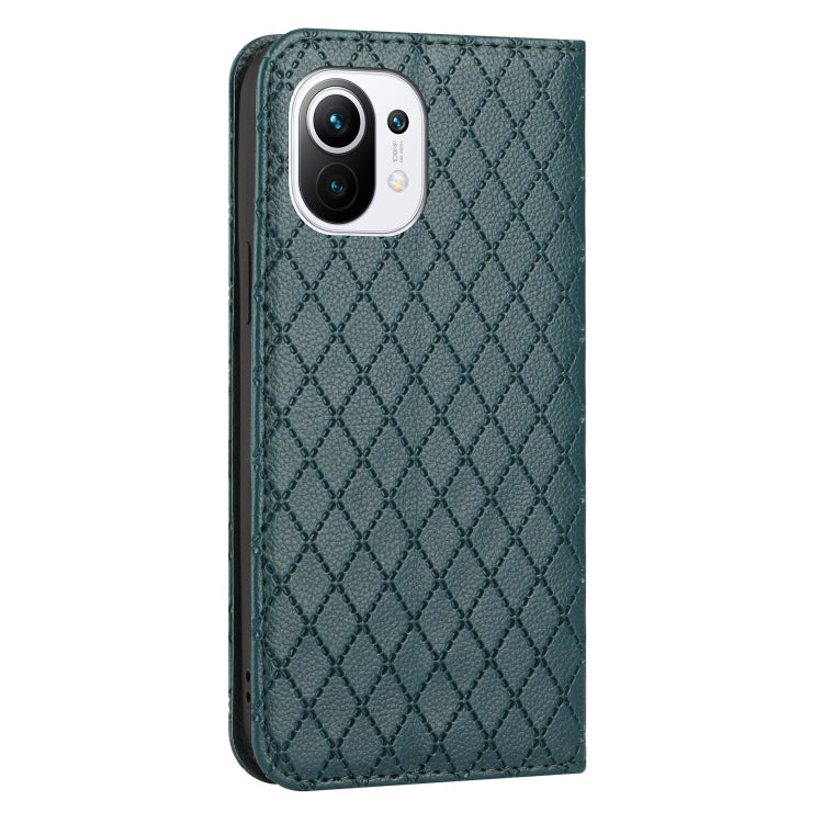 For Xiaomi Mi 11 Lite S11 RFID Diamond Lattice Flip Leather Phone Case