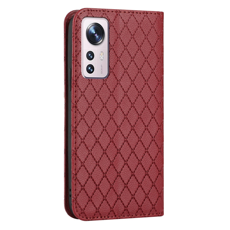For Xiaomi 12 / 12X S11 RFID Diamond Lattice Flip Leather Phone Case