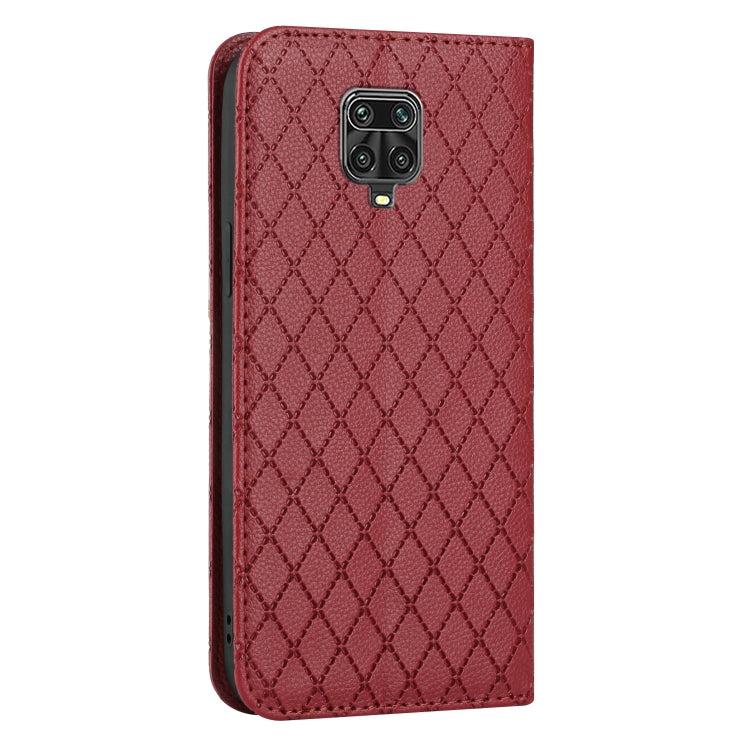 For Xiaomi Redmi Note 9 Pro / Note 9S S11 RFID Diamond Lattice Flip Leather Phone Case