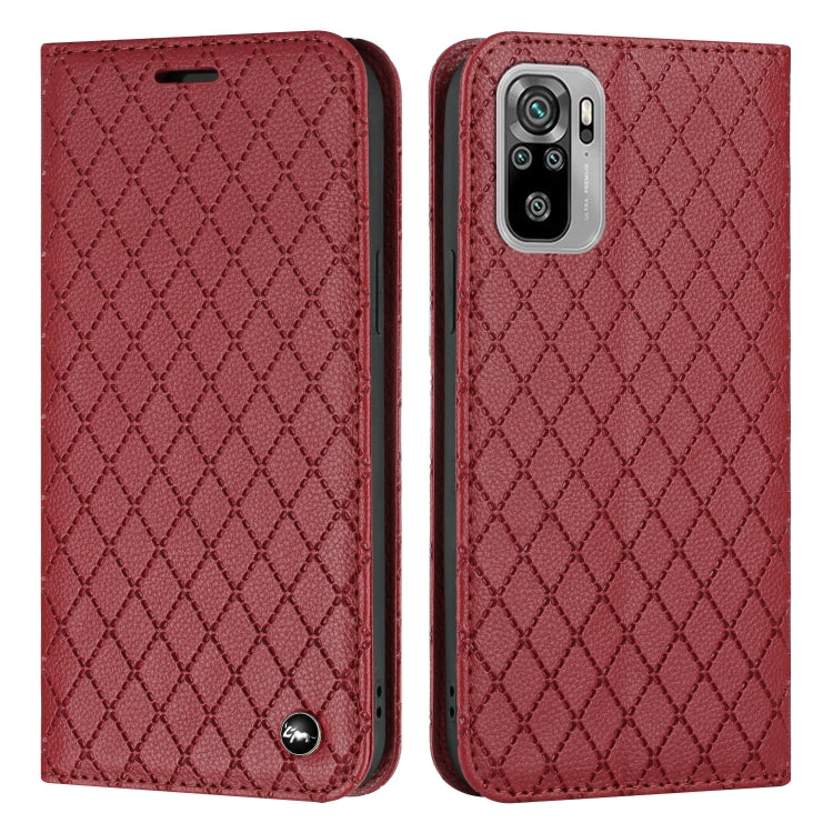 For Xiaomi Redmi Note 10 4G / Note 10S S11 RFID Diamond Lattice Flip Leather Phone Case