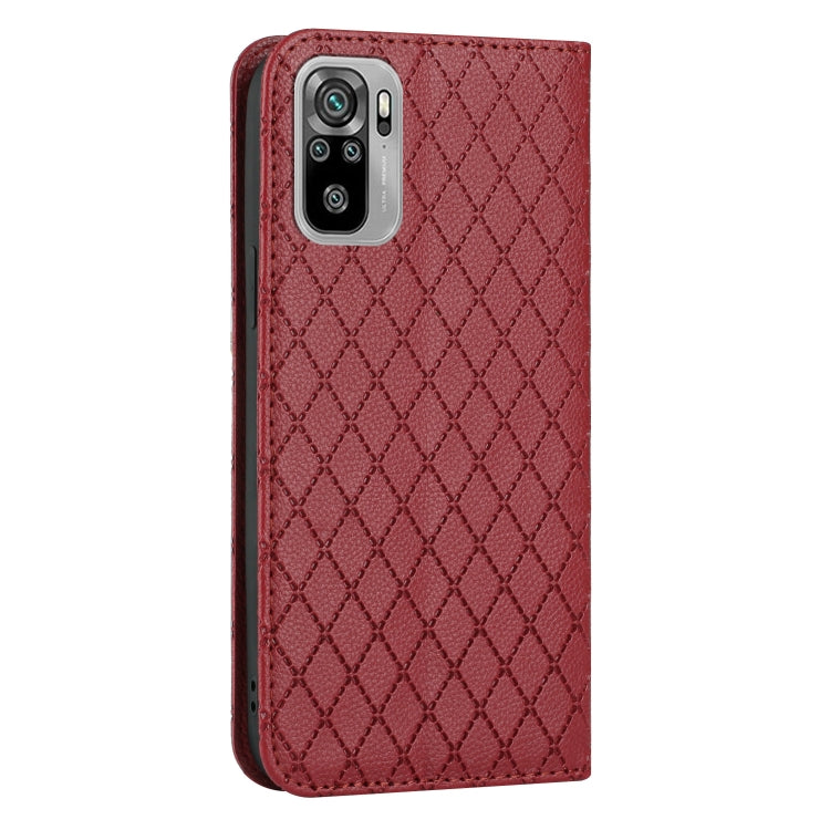 For Xiaomi Redmi Note 10 4G / Note 10S S11 RFID Diamond Lattice Flip Leather Phone Case