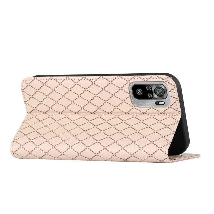 For Xiaomi Redmi Note 10 4G / Note 10S S11 RFID Diamond Lattice Flip Leather Phone Case