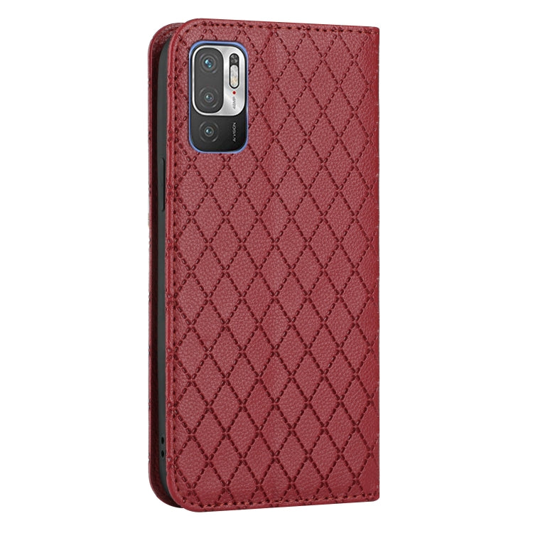 For Xiaomi Redmi Note 10 5G / Note 10T 5G S11 RFID Diamond Lattice Flip Leather Phone Case