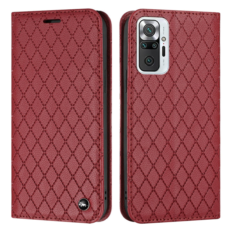 For Xiaomi Redmi Note 10 Pro / 10 Pro Max S11 RFID Diamond Lattice Flip Leather Phone Case