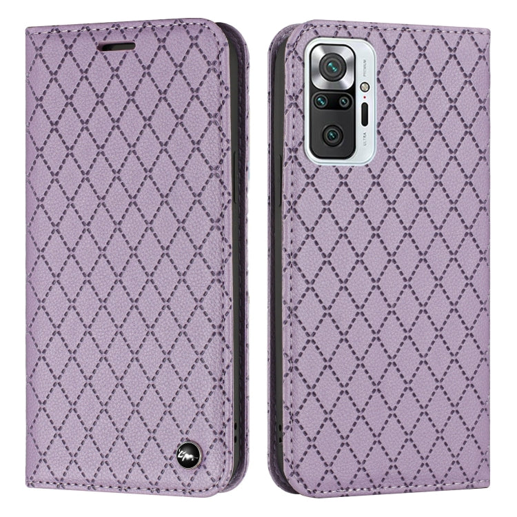 For Xiaomi Redmi Note 10 Pro / 10 Pro Max S11 RFID Diamond Lattice Flip Leather Phone Case