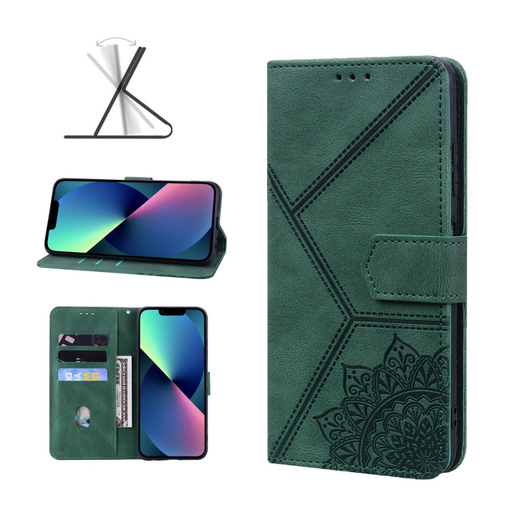For iPhone 13 mini Geometric Mandala Embossed Leather Phone Case