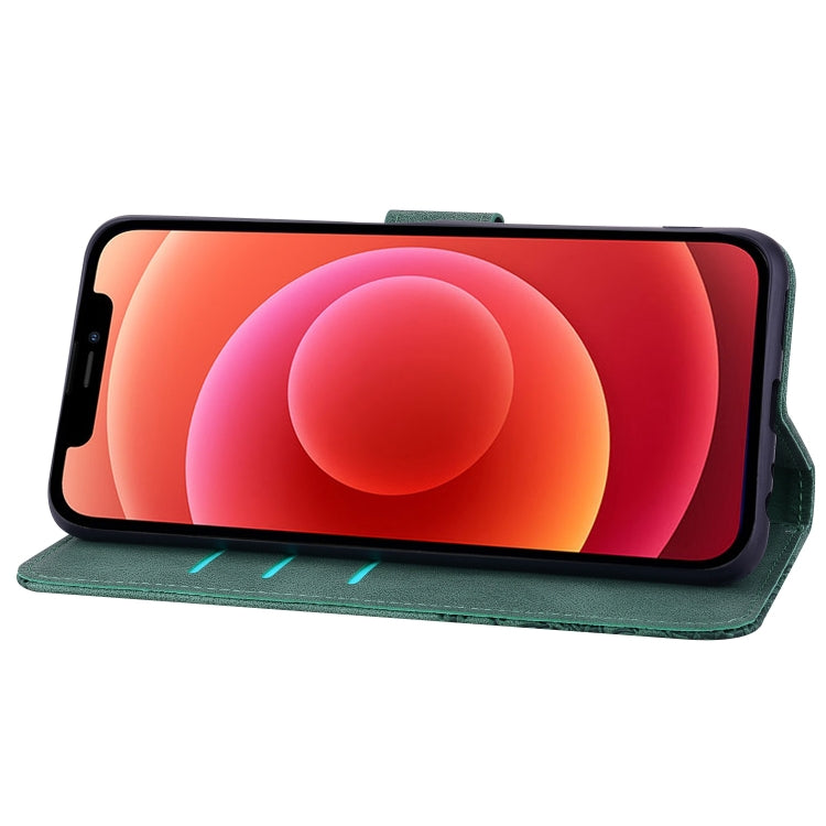 For iPhone 12 Pro Max Geometric Mandala Embossed Leather Phone Case