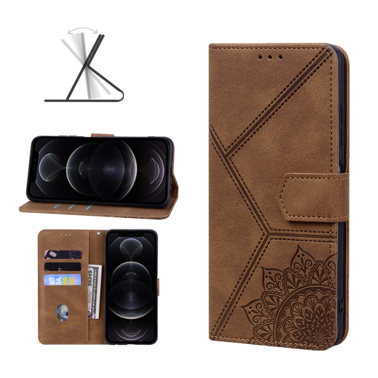 For iPhone 12 Pro Geometric Mandala Embossed Leather Phone Case