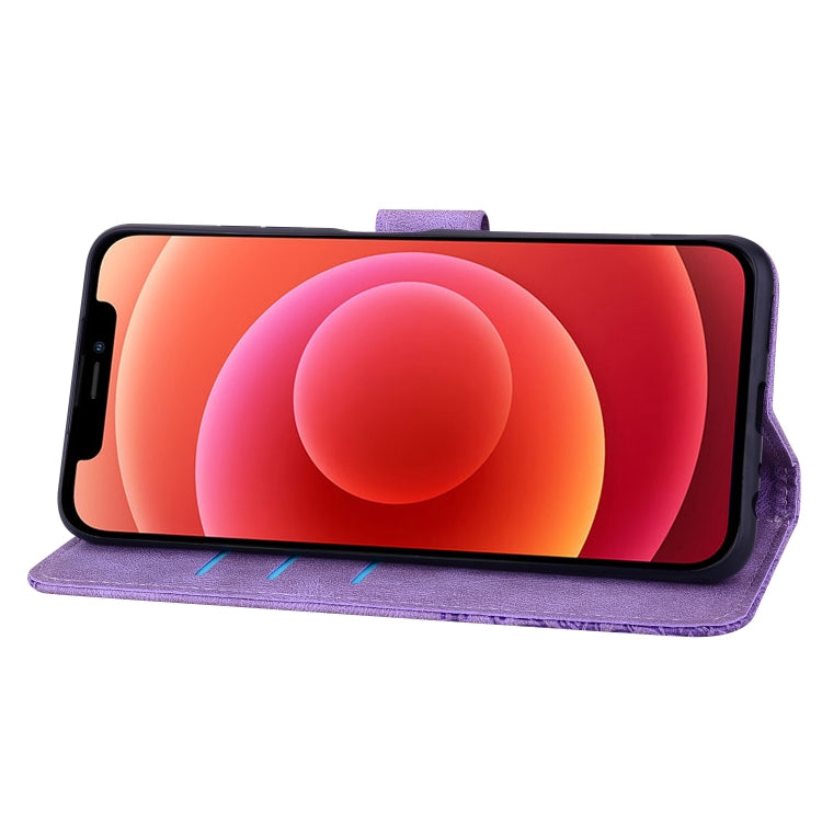 For iPhone 12 Geometric Mandala Embossed Leather Phone Case