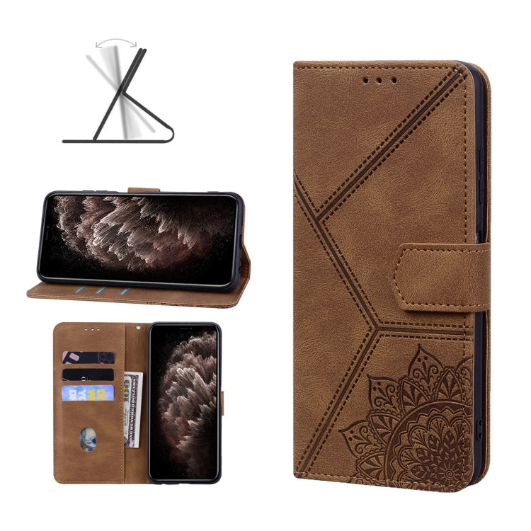 For iPhone 11 Pro Max Geometric Mandala Embossed Leather Phone Case