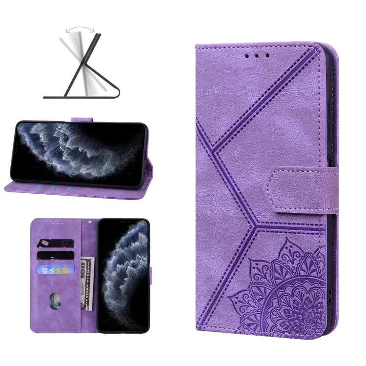 For iPhone 11 Pro Geometric Mandala Embossed Leather Phone Case