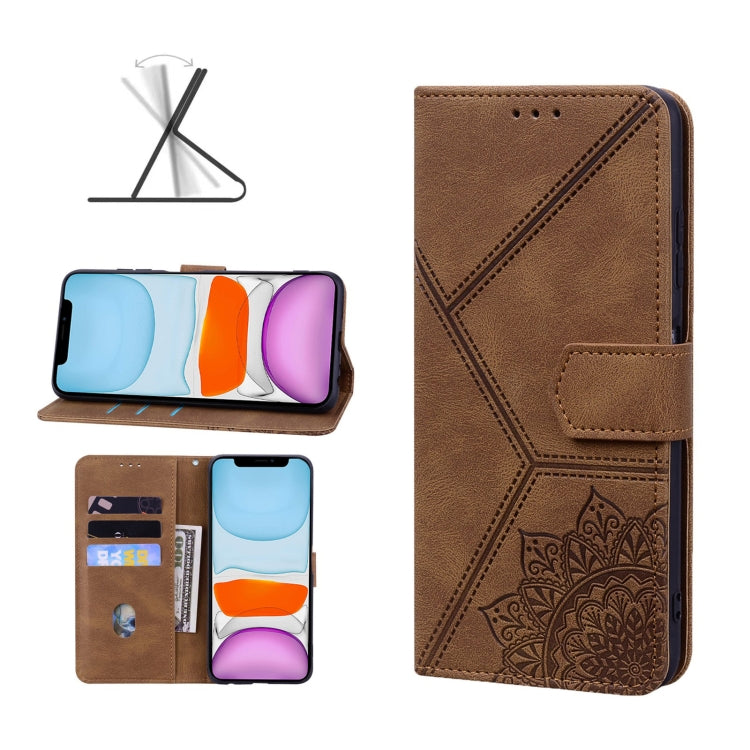 For iPhone 11 Geometric Mandala Embossed Leather Phone Case