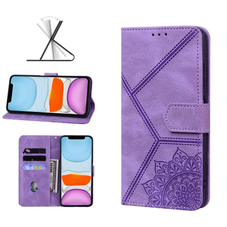 For iPhone 11 Geometric Mandala Embossed Leather Phone Case