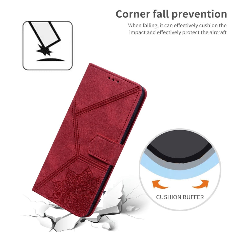 For iPhone XR Geometric Mandala Embossed Leather Phone Case