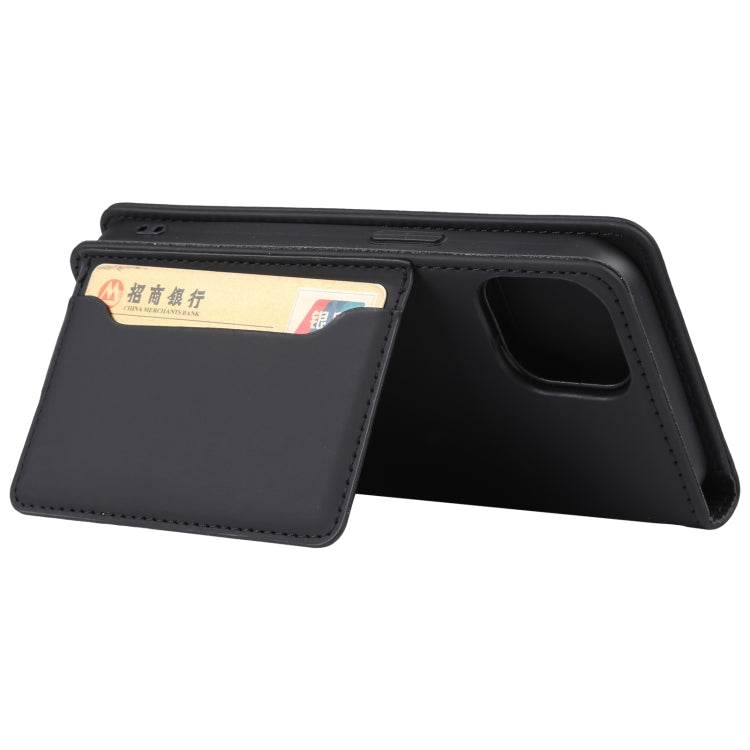 For iPhone 14 Magnetism Skin Feel Card Holder Leather Phone Case