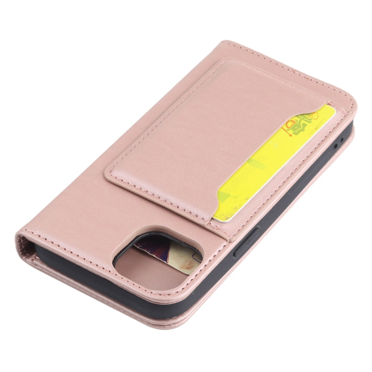 For iPhone 14 Magnetism Skin Feel Card Holder Leather Phone Case