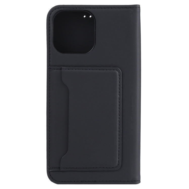 For iPhone 14 Pro Max Magnetism Skin Feel Card Holder Leather Phone Case