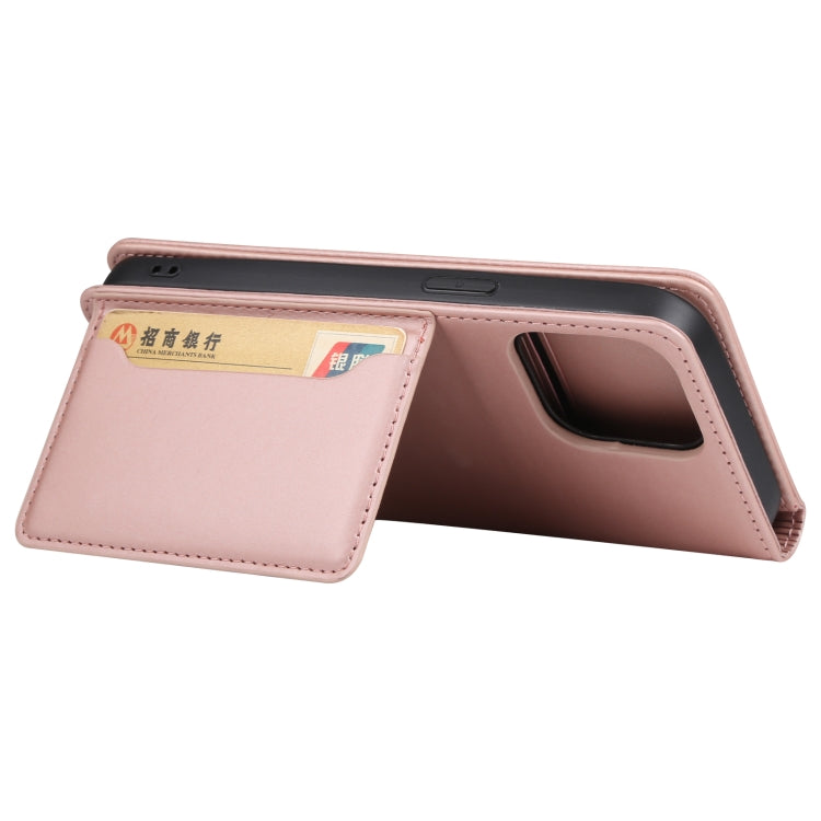 For iPhone 14 Pro Max Magnetism Skin Feel Card Holder Leather Phone Case