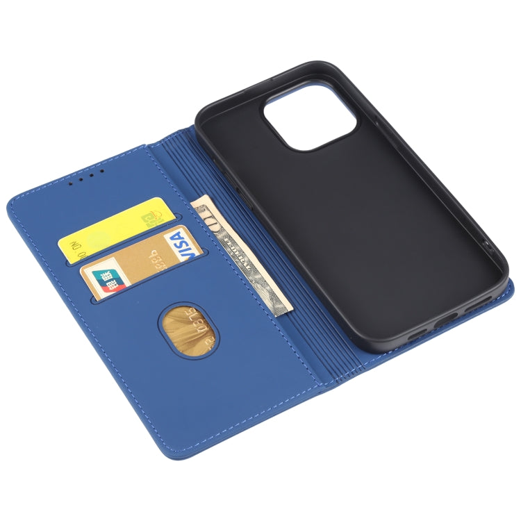 For iPhone 14 Pro Max Magnetism Skin Feel Card Holder Leather Phone Case