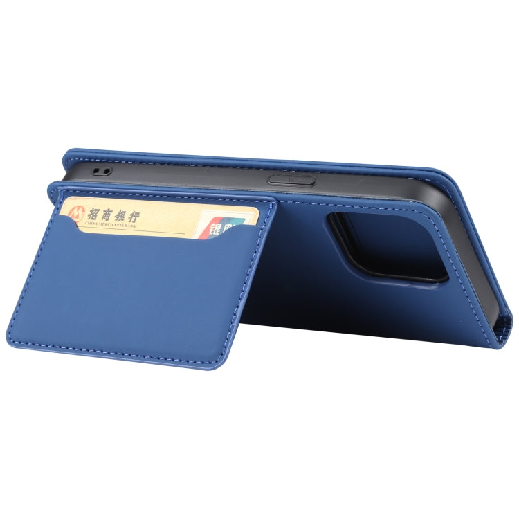 For iPhone 14 Pro Max Magnetism Skin Feel Card Holder Leather Phone Case