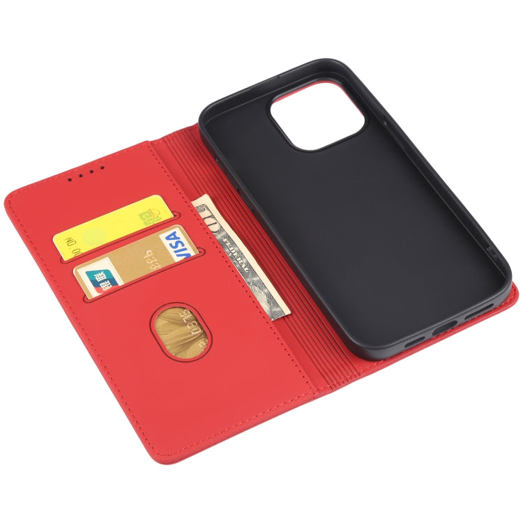 For iPhone 14 Pro Max Magnetism Skin Feel Card Holder Leather Phone Case