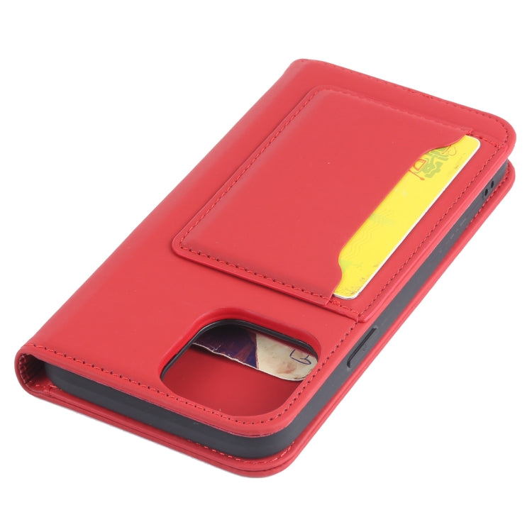 For iPhone 14 Pro Max Magnetism Skin Feel Card Holder Leather Phone Case