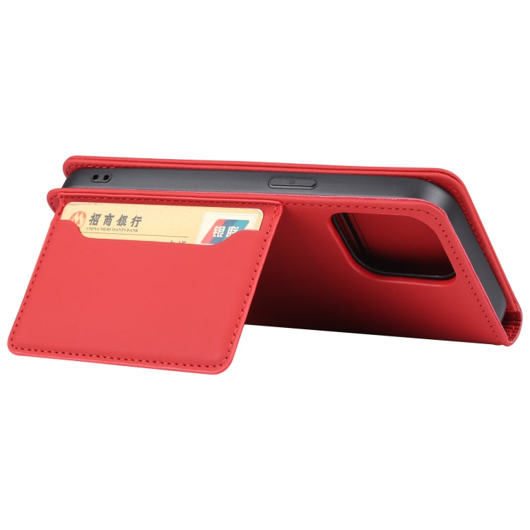 For iPhone 14 Pro Max Magnetism Skin Feel Card Holder Leather Phone Case