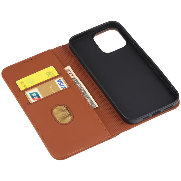 For iPhone 14 Pro Max Magnetism Skin Feel Card Holder Leather Phone Case