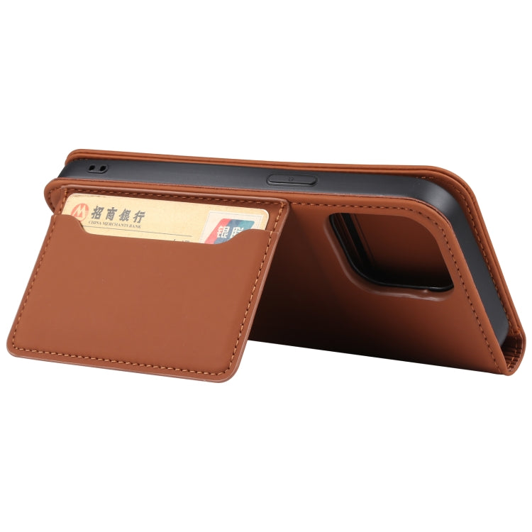 For iPhone 14 Pro Max Magnetism Skin Feel Card Holder Leather Phone Case