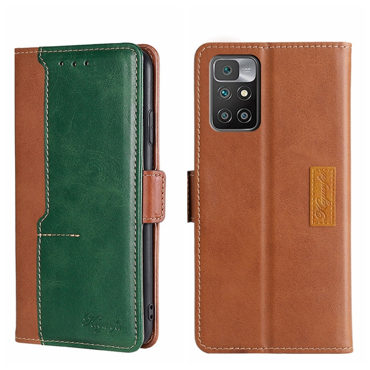 For Xiaomi Redmi 10 Contrast Color Side Buckle Leather Phone Case