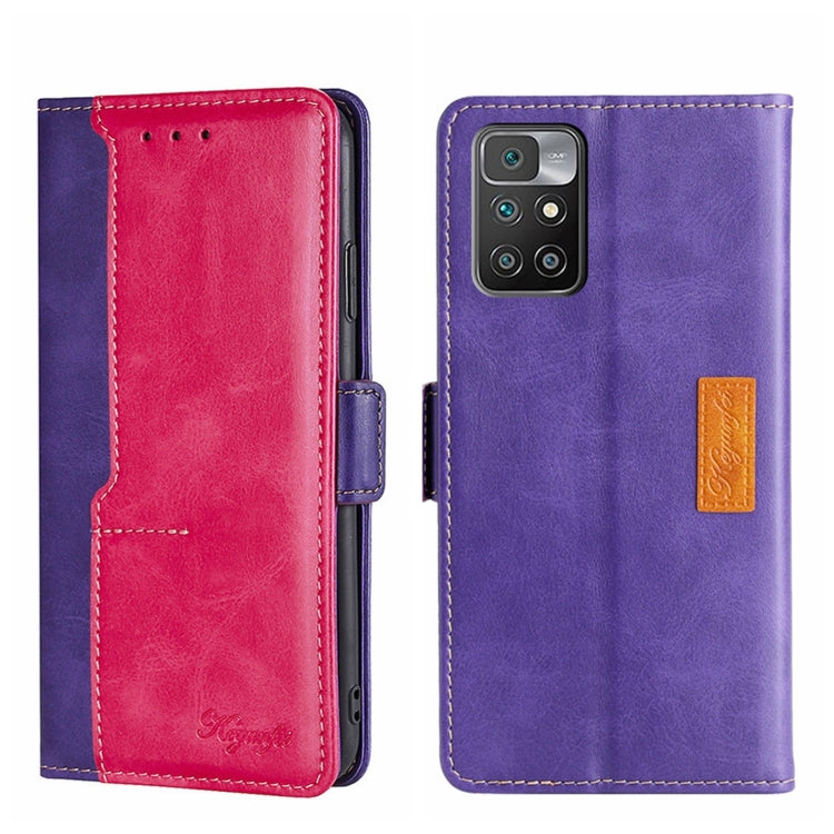 For Xiaomi Redmi 10 Contrast Color Side Buckle Leather Phone Case